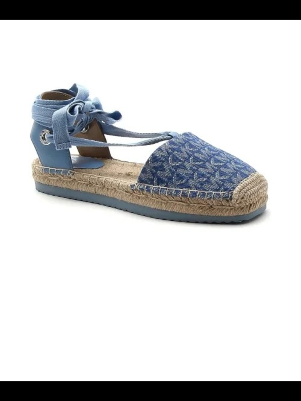 Michael Kors Yara Espadrille Tie-Up Sandals In Signature Denim Size 7.5M